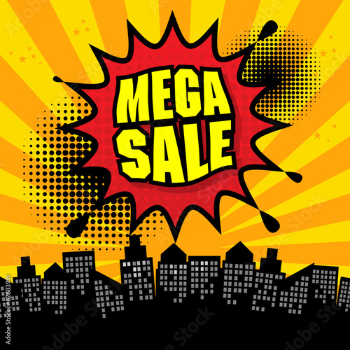 Mega sale design, vector illustration