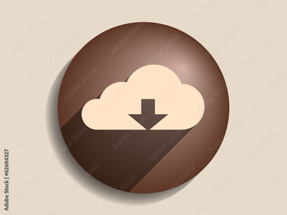 Flat long shadow icon of download cloud Flat long shadow icon of download cloud