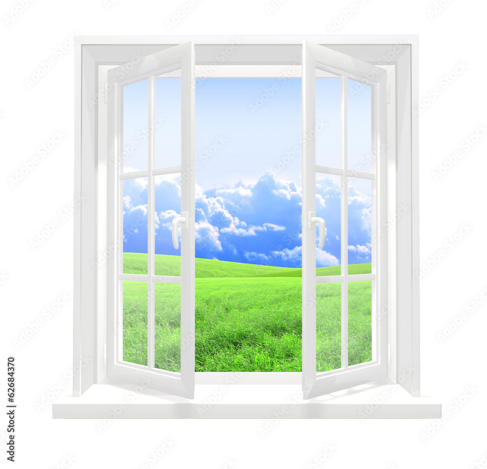 Window and beautiful summer landscape Window and beautiful summer landscape