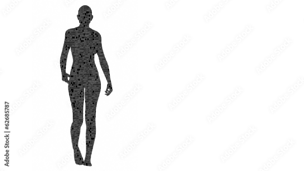 Silhouette of a woman filled with binary code. Silhouette of a woman filled with binary code.