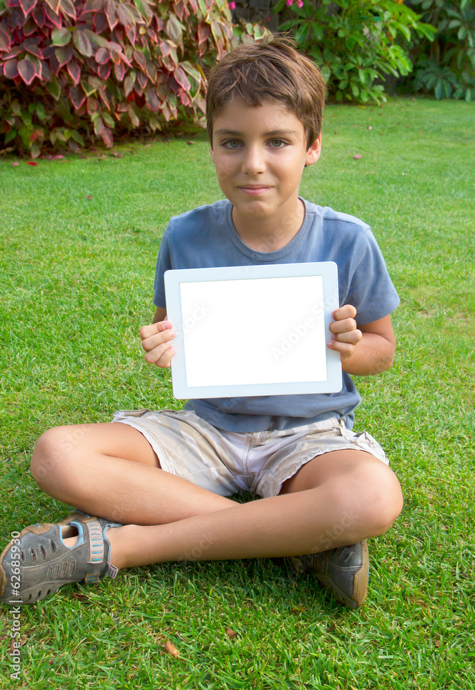 boy showing empty tablet PC boy showing empty tablet PC