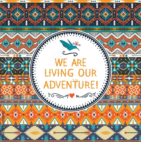 Hipster seamless colorful tribal pattern