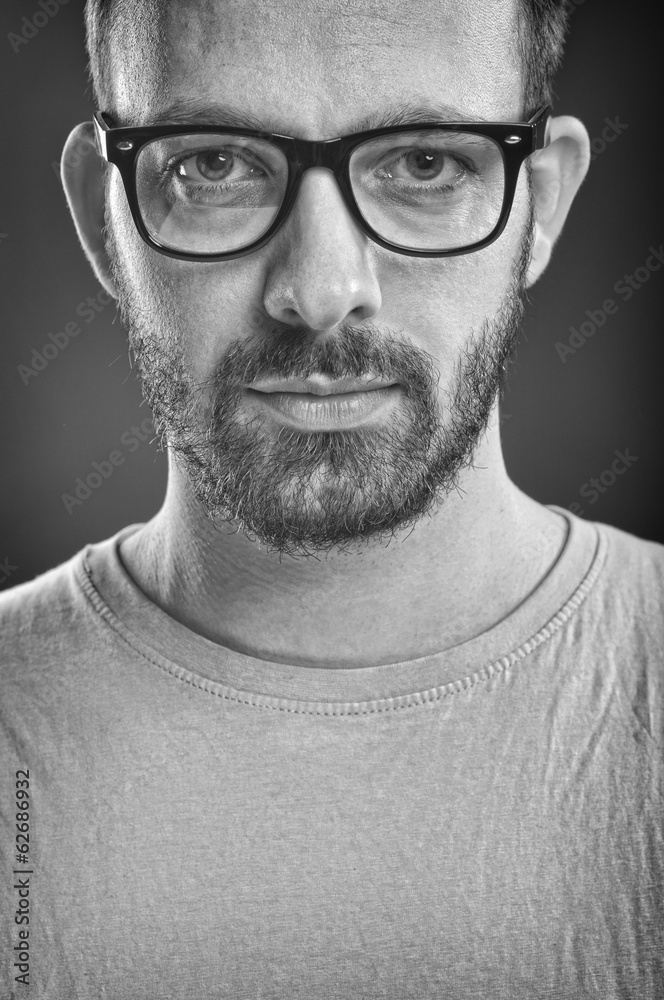 Man with glasses - Black and White