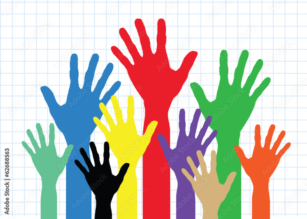 Fototapeta premium Background colorful silhouette hands design