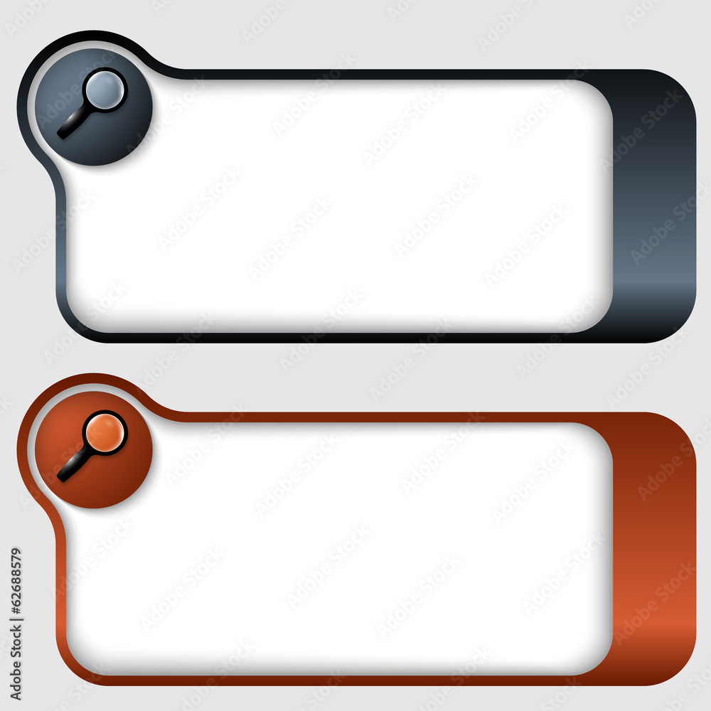 set of two abstract text frames with magnifier set of two abstract text frames with magnifier