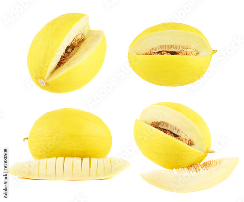 Yellow melon set isolated photo