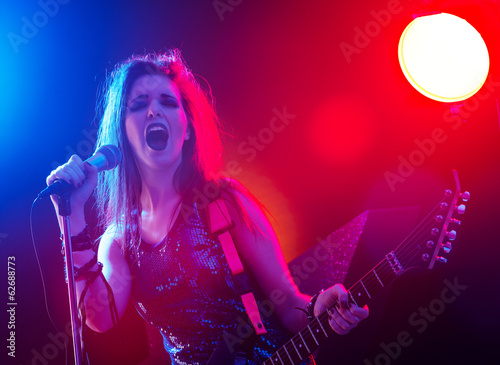 Rock star singing on stage