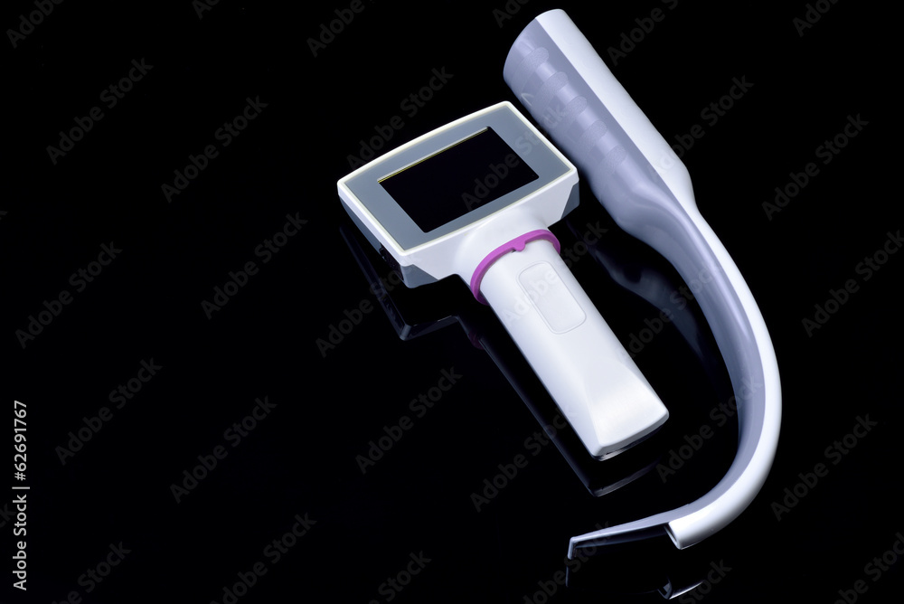 Video laryngoscope isolated on a black background Video laryngoscope isolated on a black background