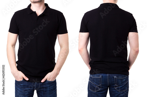 Black polo shirt on a young man template