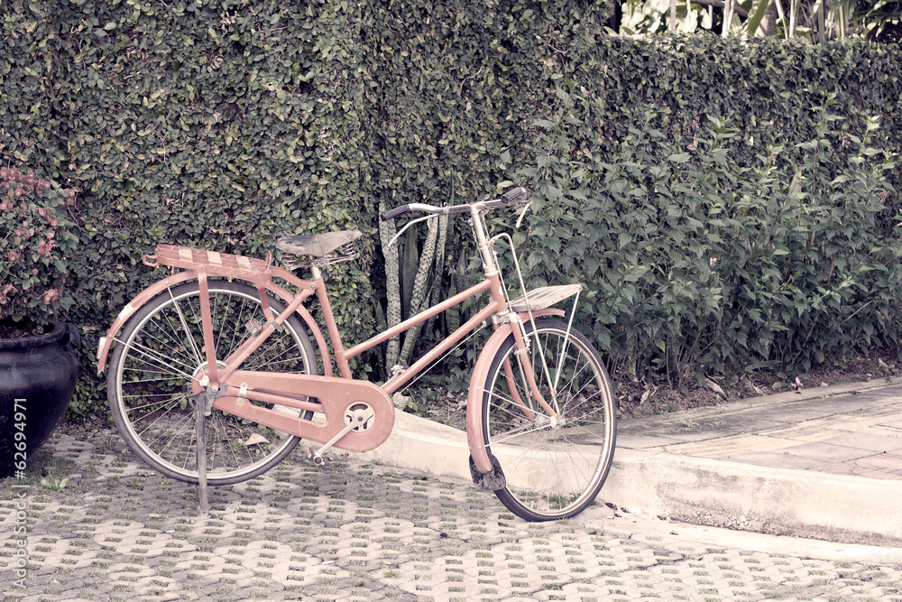 old red bicycle