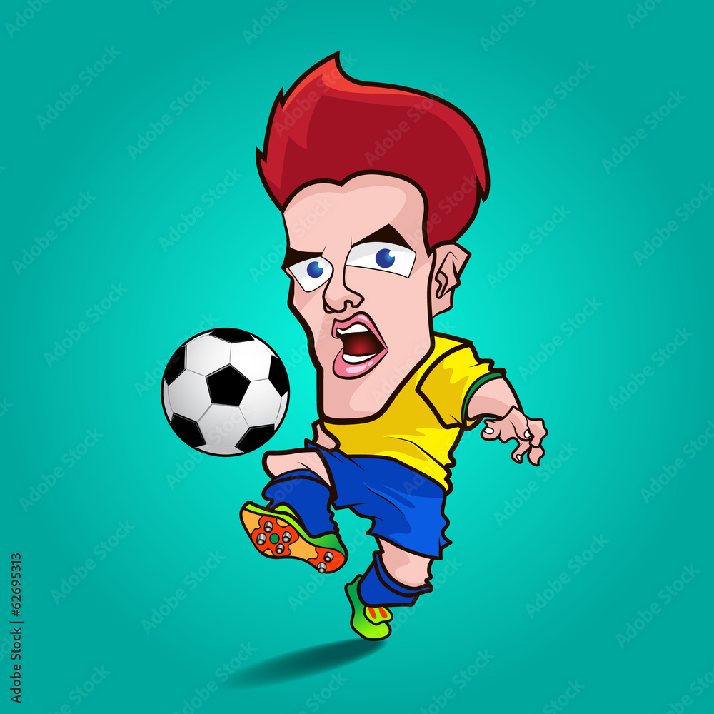 Obraz premium yellow shirt play football cartoon