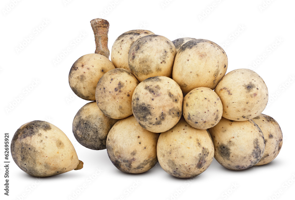 Bunch of Langsat or Lanzones fruit on white with clipping path Bunch of Langsat or Lanzones fruit on white with clipping path