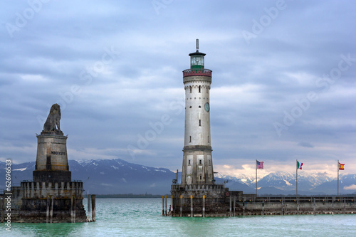 Lighthouse of Lindau at Lake Constance (Bodensee), Germany