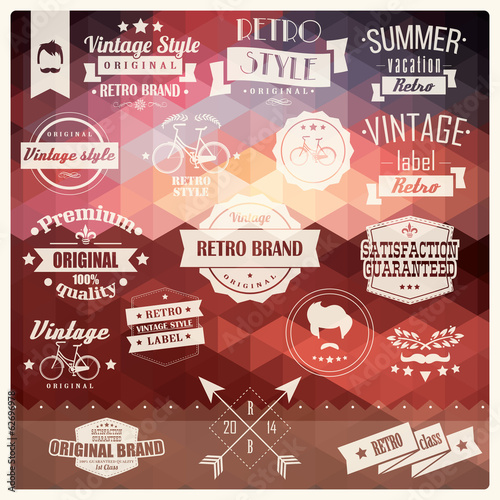 Collection of vintage retro hipster badges, labels and ribbons