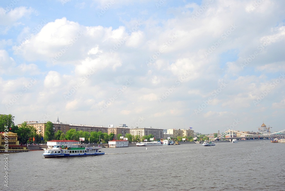 View of the the Moscow river embankment.