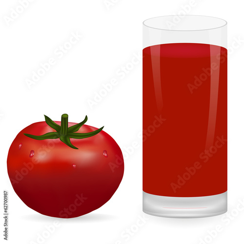 tomato and glass of tomato juice