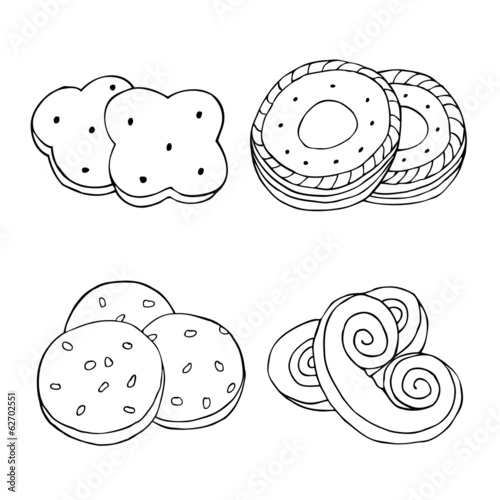 hand drawn cookie set vector