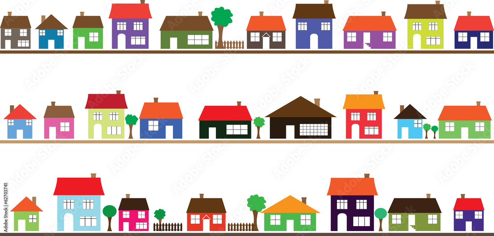 Neighborhood with colorful homes
