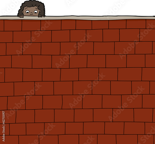 Girl Looking Over Wall