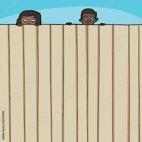 Children Looking Over Fence