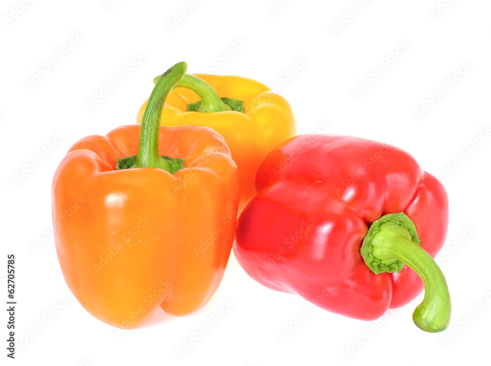Colored Fresh Sweet Pepper Isolated on White Background Colored Fresh Sweet Pepper Isolated on White Background