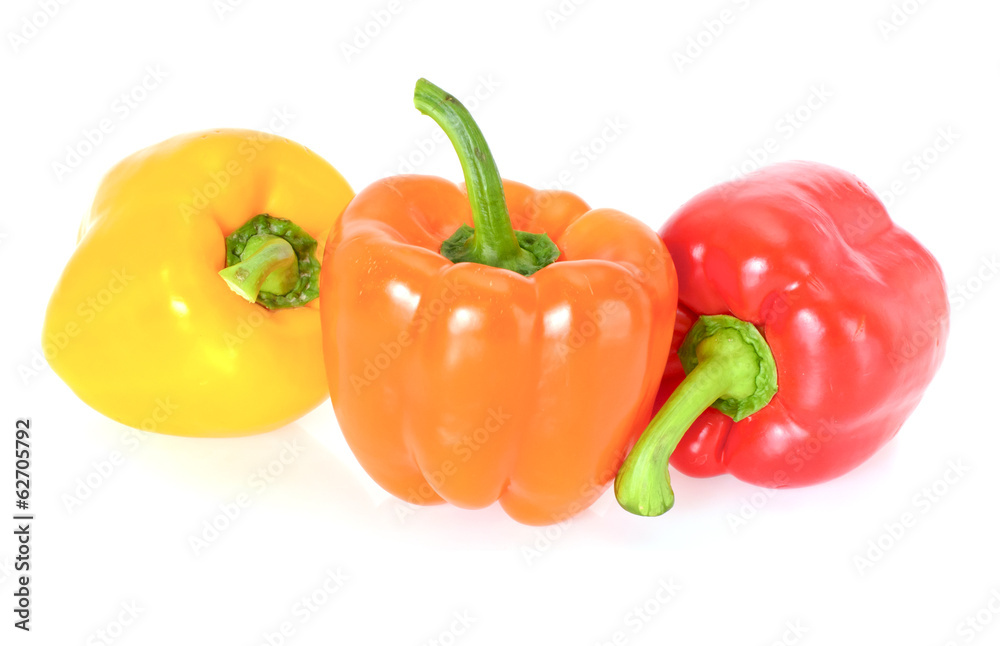 Colored Fresh Sweet Pepper Isolated on White Background