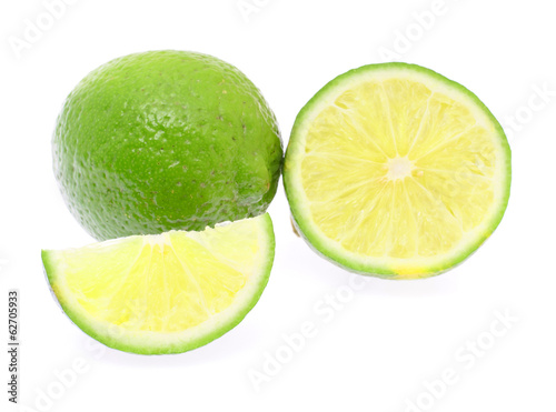Fresh Ripe Lime, Isolated on White Background.