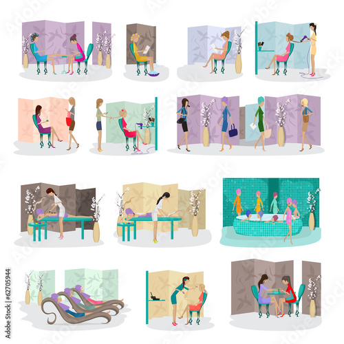 Women At Salon - Vector Illustration