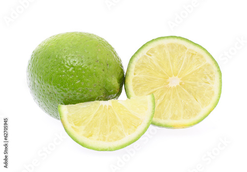 Fresh Ripe Lime, Isolated on White Background.