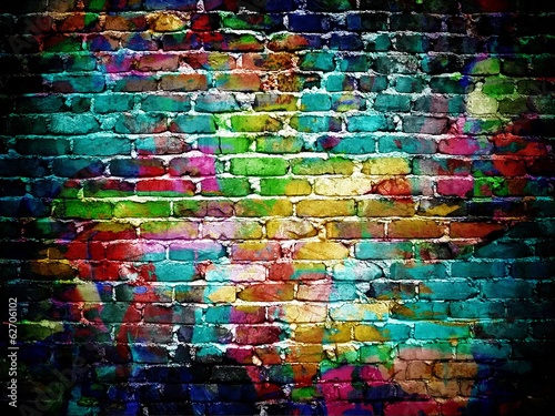 Fototapeta mur z cegły graffiti