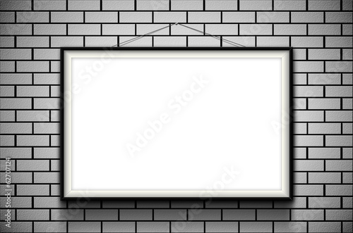 Black Picture Frame on white Brick Wall