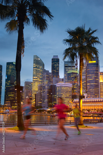 Photography Young people jogging in night city