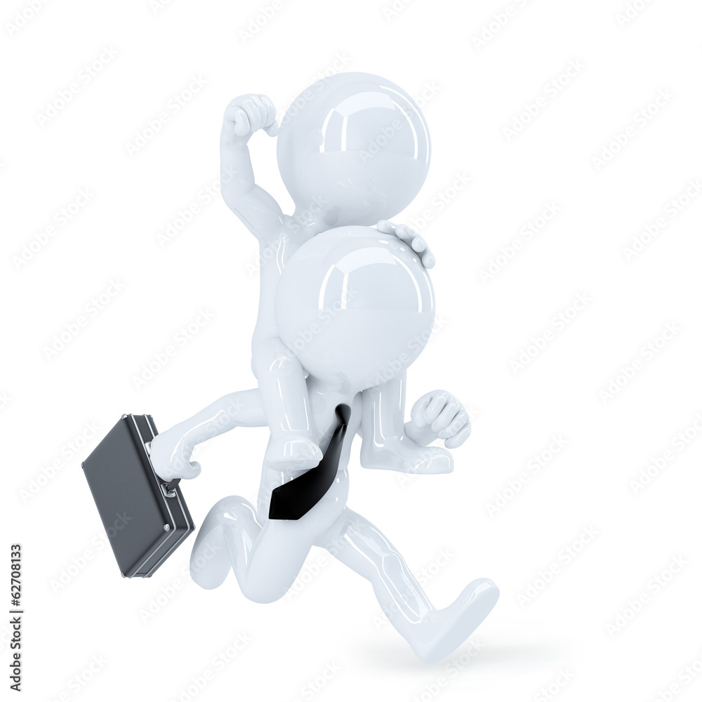 Two businessman running. Leadership concept Two businessman running. Leadership concept