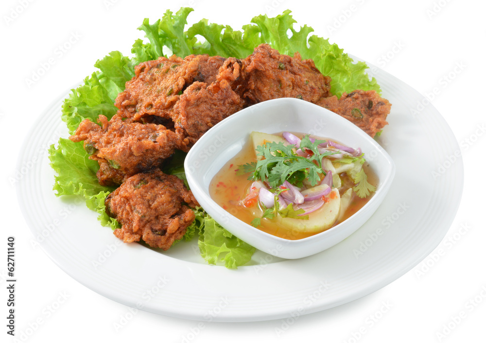 plate of Deep-fried curried fish patties plate of Deep-fried curried fish patties