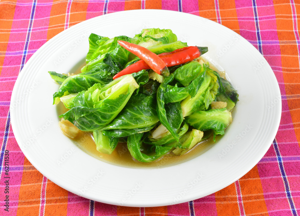 Fried kale and vegetables in oyster sauce Fried kale and vegetables in oyster sauce