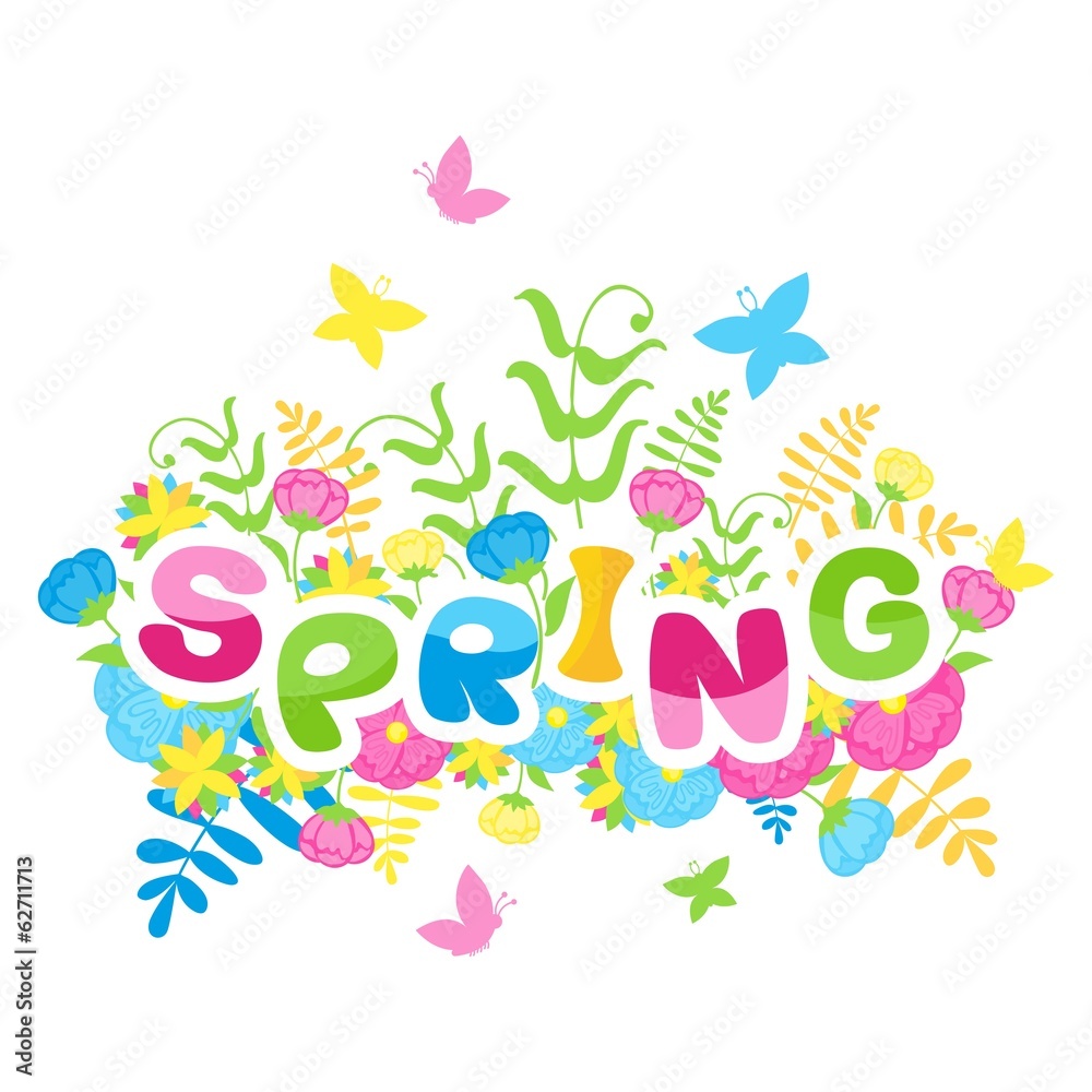 Spring inscription of colorful letters