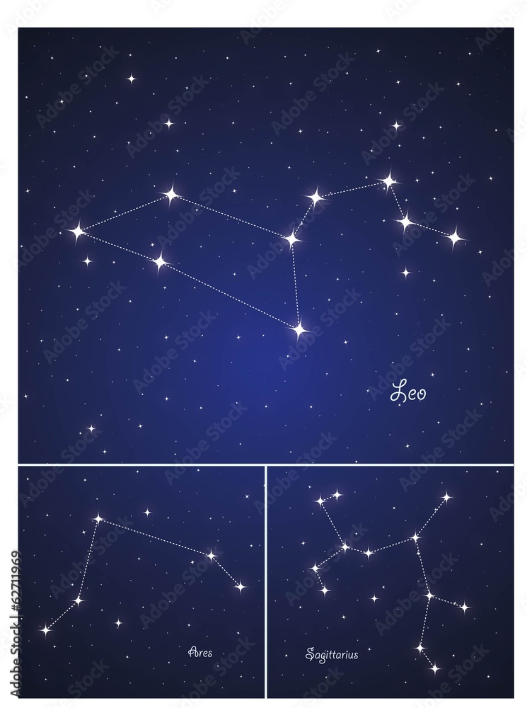 Fototapeta premium Constellations Sagittarius , Leo and Ares