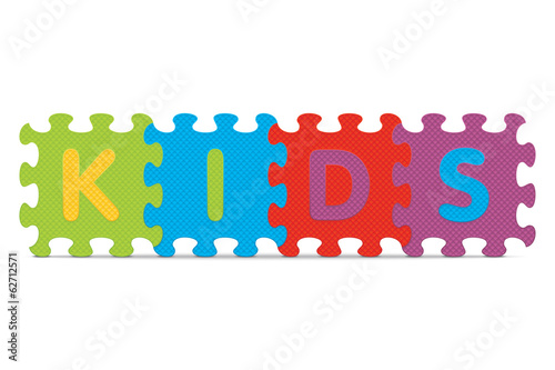 Vector "KIDS" written with alphabet puzzle
