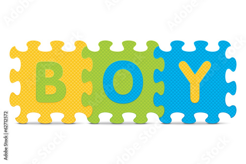 Vector "BOY" written with alphabet puzzle