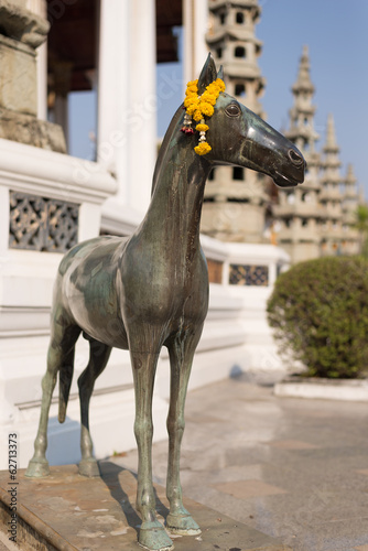 Horse statue in temple of Thailand