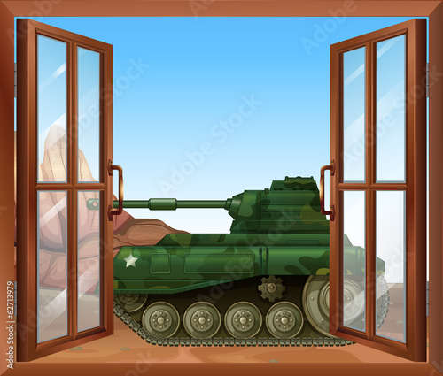 A tank near the window