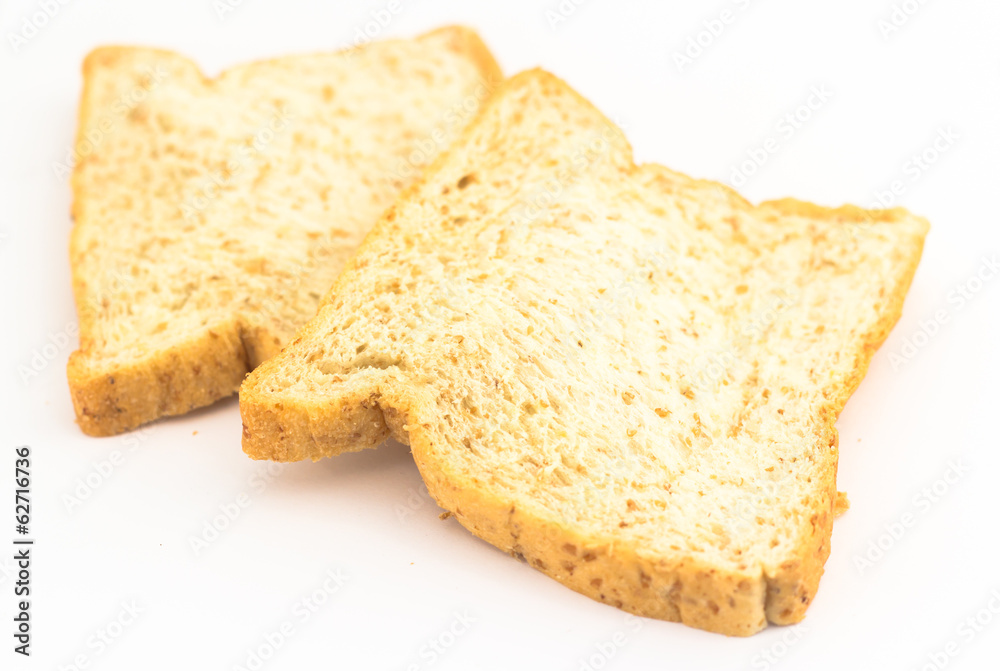 Brown bread slice isolated on white background