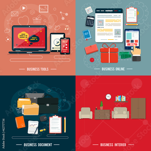 Business tools, interier, online, documents