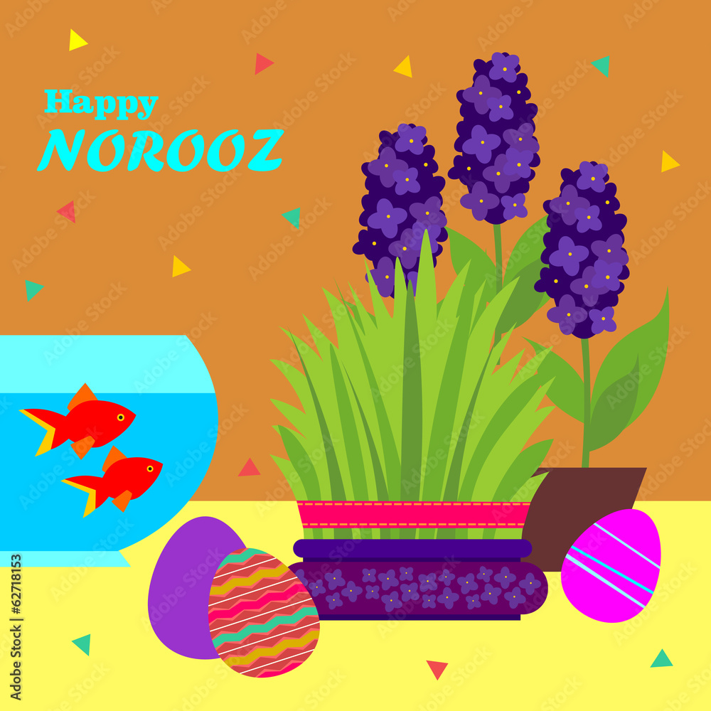Happy Norooz . Persian New Year greeting card template Stock Vector | Adobe  Stock