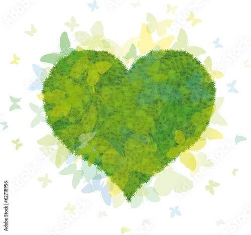 Cuore, Erba, Prato, Farfalle