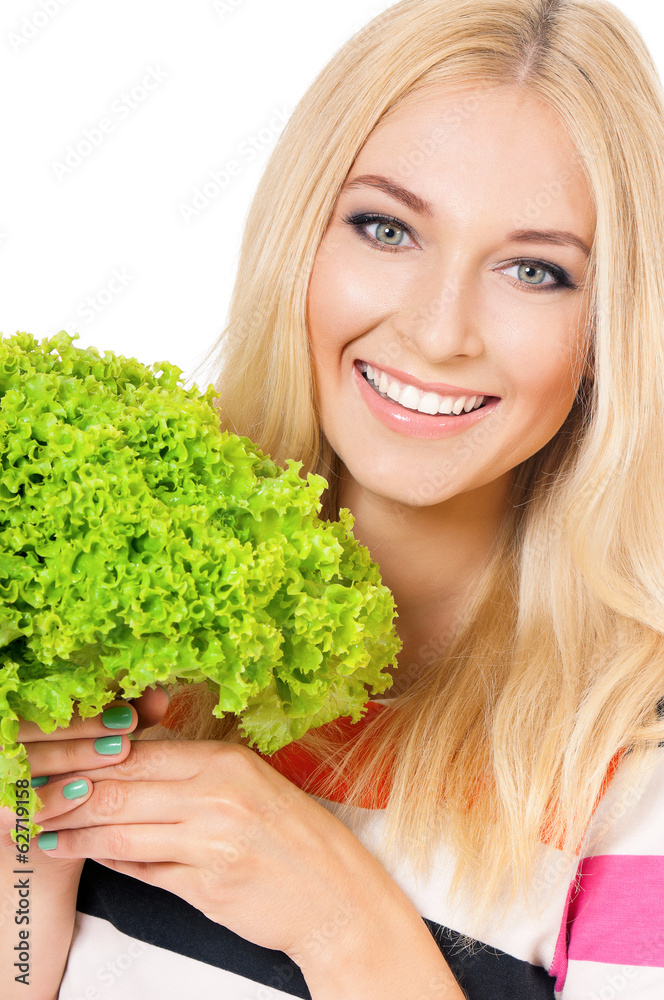 Woman with lettuce