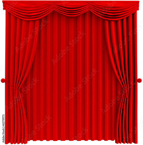 Red closed curtain