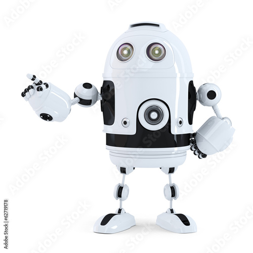 Fototapeta Cute robot pointing on something