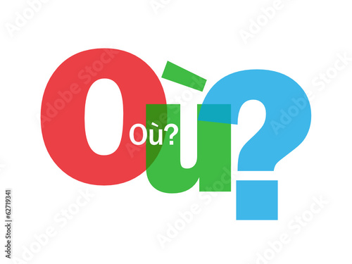 Mosaïque de Lettres "OU?" (où plan lieu rendez-vous itinéraire)
