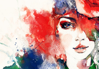 Leinwandbilder Aquarell Gesicht abstract  woman portrait  © Anna Ismagilova